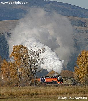 SP 4449 Steam Engine approaches Avon in Montana