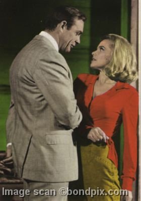 James Bond and Pussy Galore in 'Goldfinger' postcard