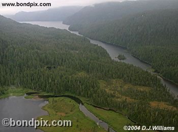 Aerial view of the landscape near Ketchikan Alaska
