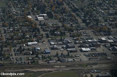 Aerial views over Deer Lodge in Montana