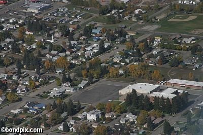 Aerial views over Deer Lodge in Montana