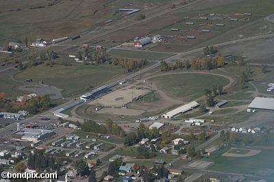 Aerial views over Deer Lodge in Montana