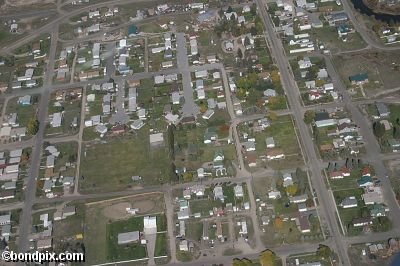 Aerial views over Deer Lodge in Montana