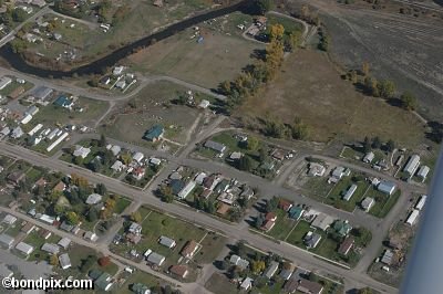 Aerial views over Deer Lodge in Montana