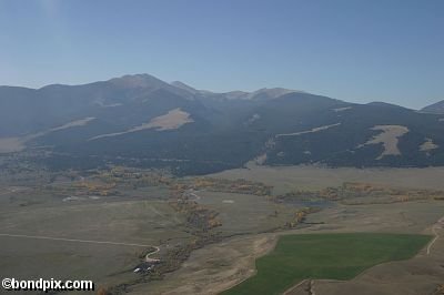 Aerial views over the Deer Lodge valley, Deer Lodge, Anaconda and Butte in Montana