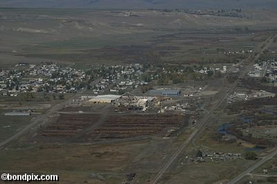 Aerial views over Deer Lodge in Montana