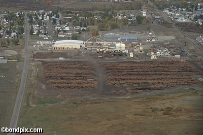 Aerial views over Deer Lodge in Montana