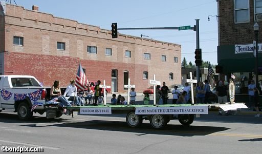 Parade along Main Street in Deer Lodge, Montana