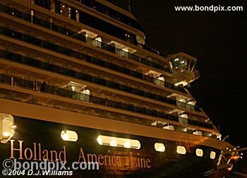 Cruise ship Oosterdam illuminated at night