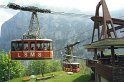 Schilthornbahn cable cars arrive at Gimmelwald in the Berner Oberland